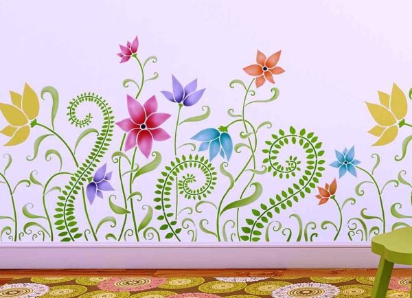 Цветочный орнамент на стене