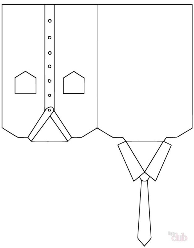 Трафарет открытки рубашки с галстуком