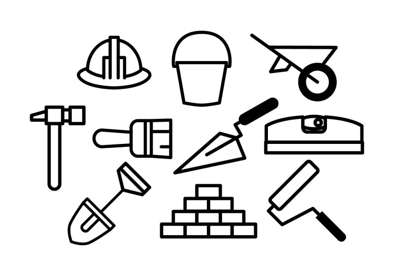 Значки строительных инструментов