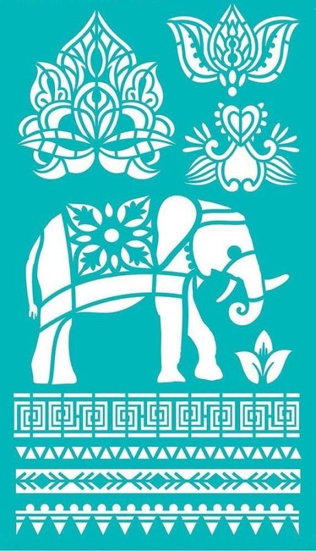 Индийский слон трафарет