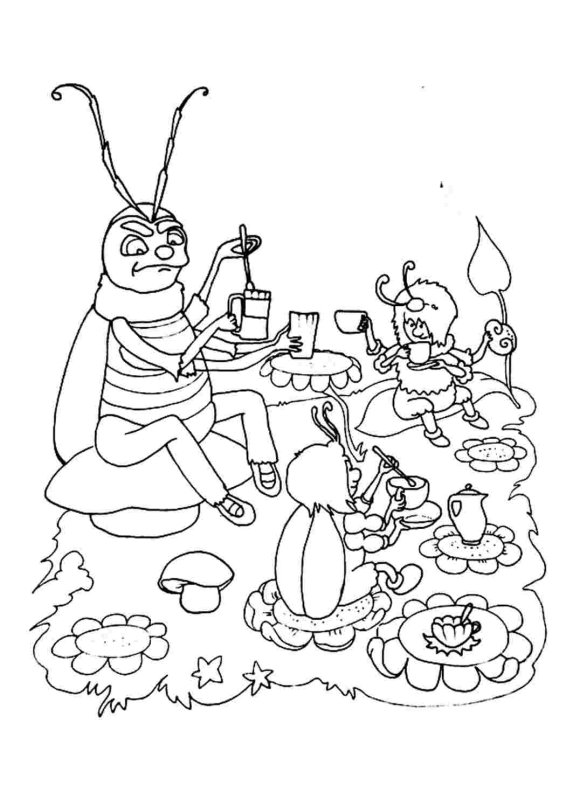 Чуковский Муха Цокотуха раскраска