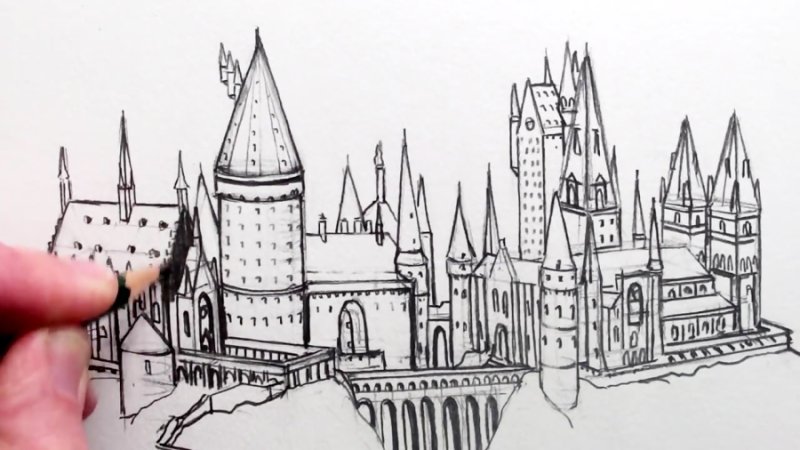 Раскраски Гарри Поттера замок Хогвардс