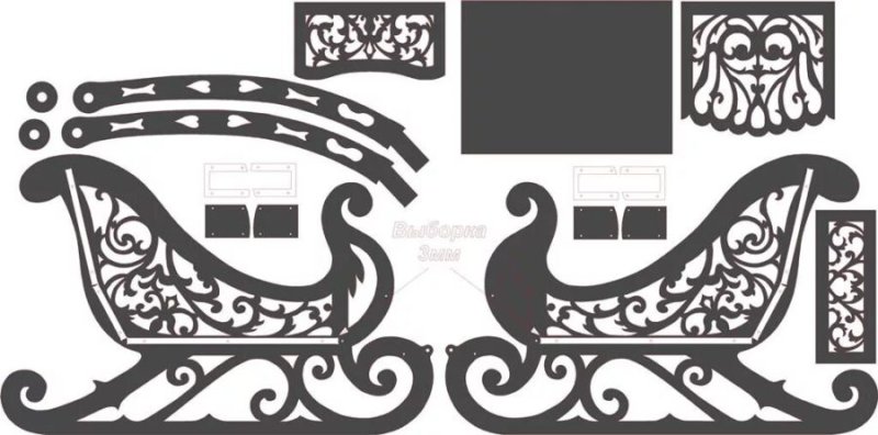 Сани Деда Мороза трафарет