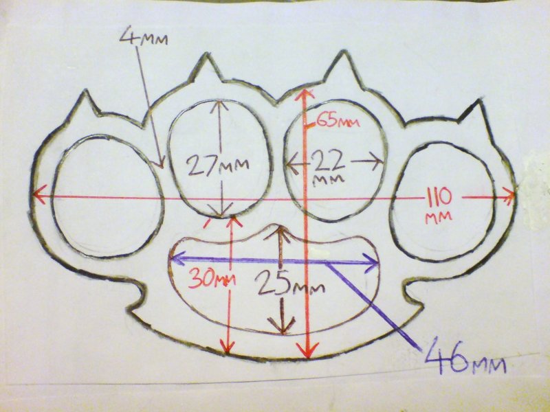 Кастет чертеж 1 к 1