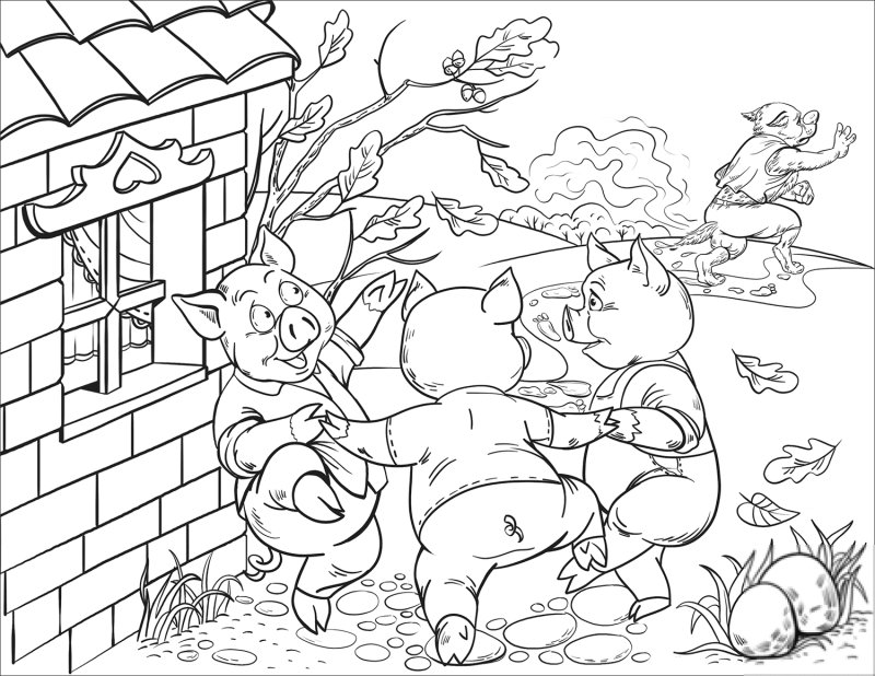 Три поросенка. Сказки-раскраски