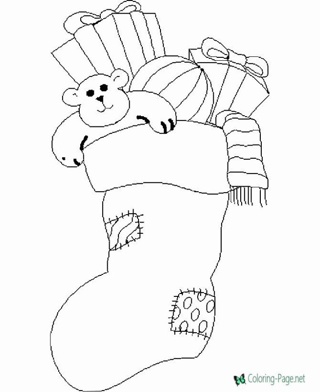 Новогодние носки раскраска