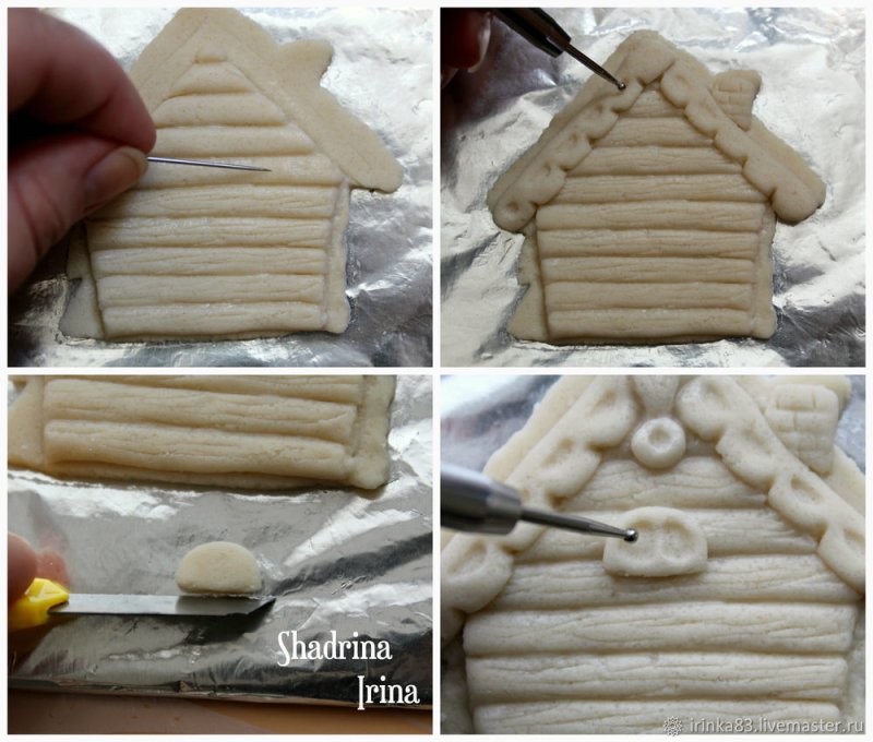 Зимние избушки из соленого теста