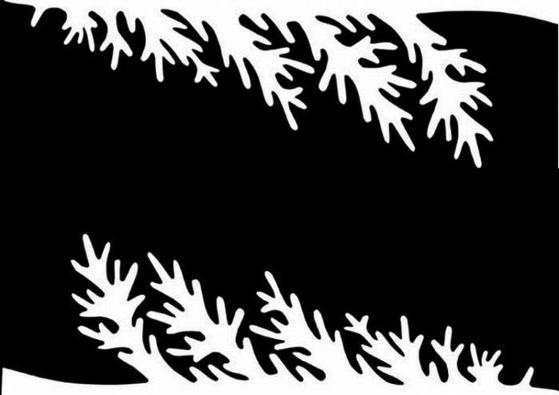 Трафареты на окна новогодние еловые ветки