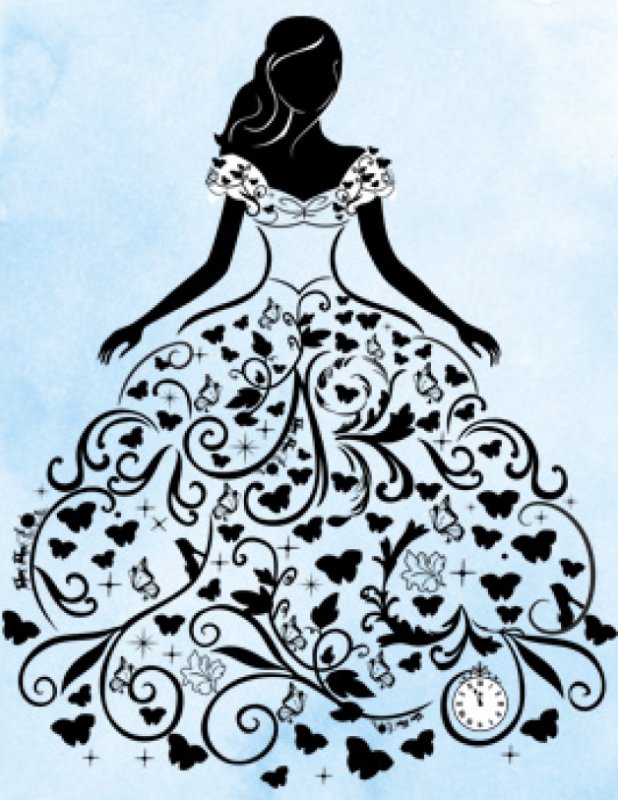 Девушка в платье трафарет