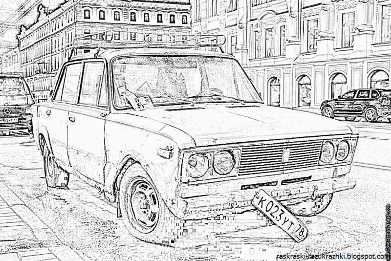 Разукрашки машинки Лада 2107