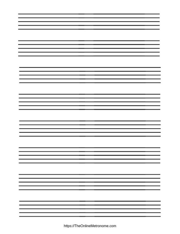 Нотные листы широкие линии