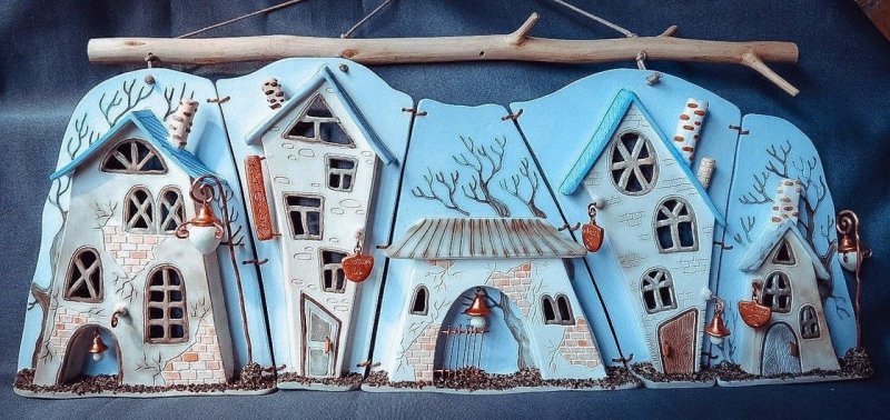 Зимний домик из соленого теста