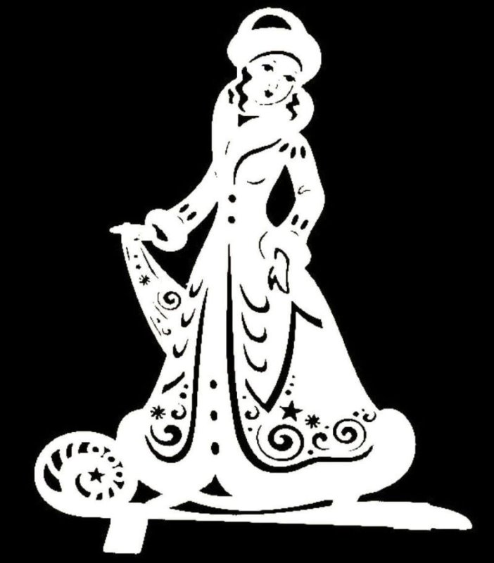 Трафарет Снегурочки на окно