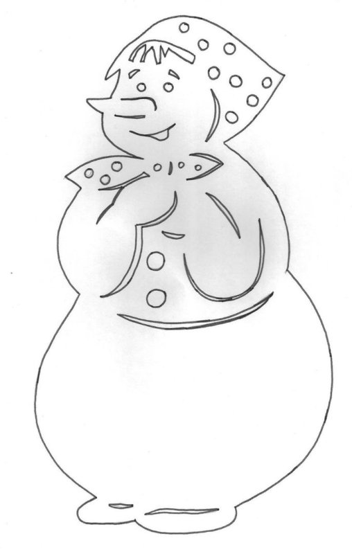 Новогодние вырезалки на окна Снеговик