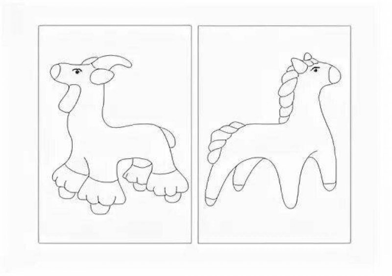 Дымковский козлик контур