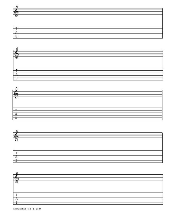 Нотный стан и табулатура для гитары