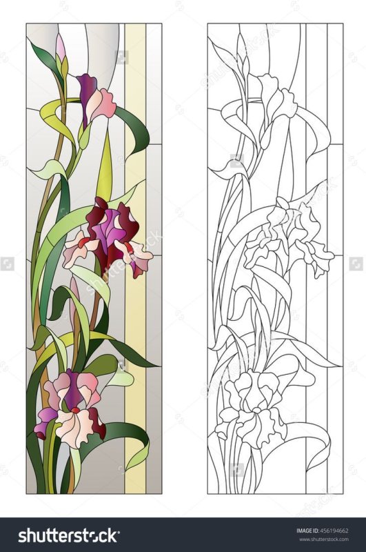 Витраж растительный орнамент