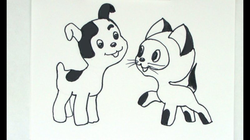 Герои мульфильма «котенок по имени Гав»,