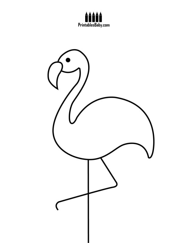 Фламинго раскраска трафарет