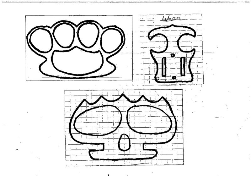 Чертёж кастета с размерами в натуральную величину