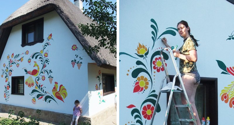 Петриковская роспись мазанки