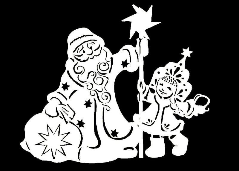 Вытынанки на окна новогодние