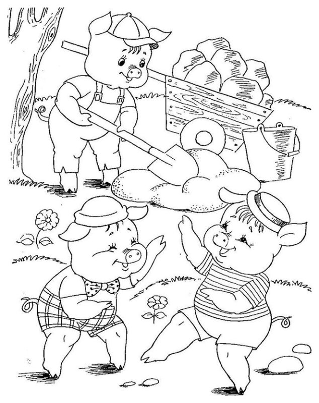 Три поросенка. Сказки-раскраски