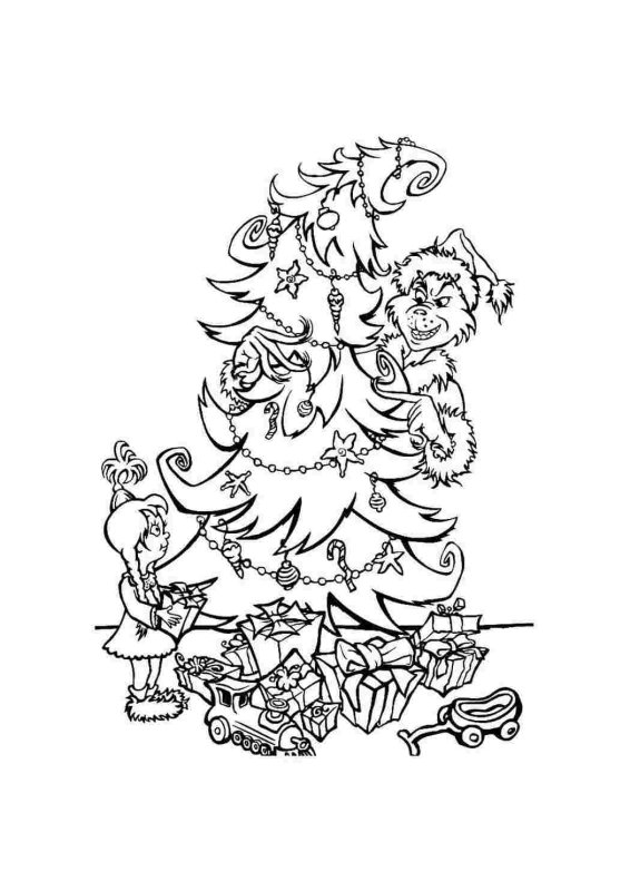 Новогодняя елка раскраска