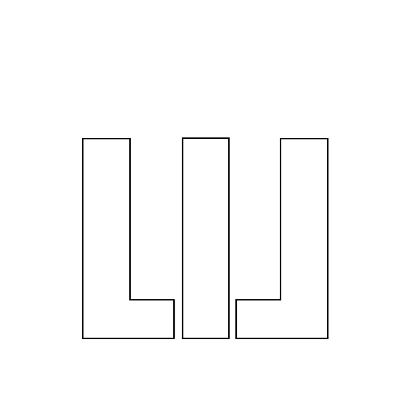 Трафарет объемной буквы ш