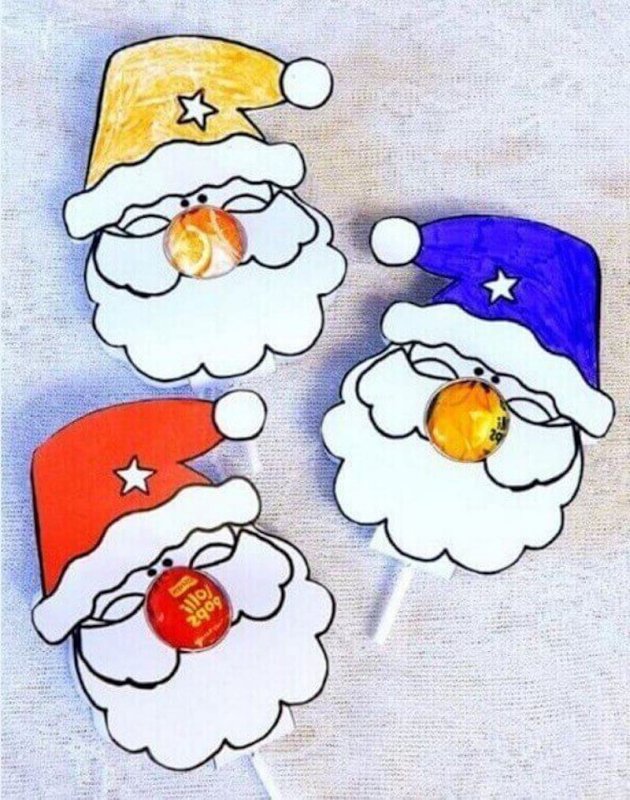 Поделки с Чупа чупсом дед Мороз