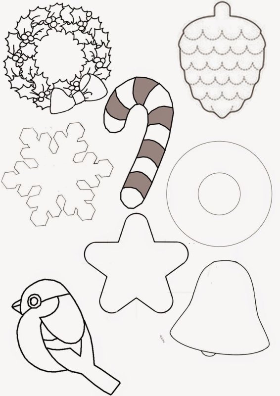 Трафареты для фетровых новогодних игрушек