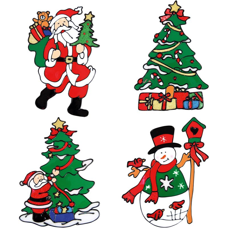 Новогодние украшения на окна цветные