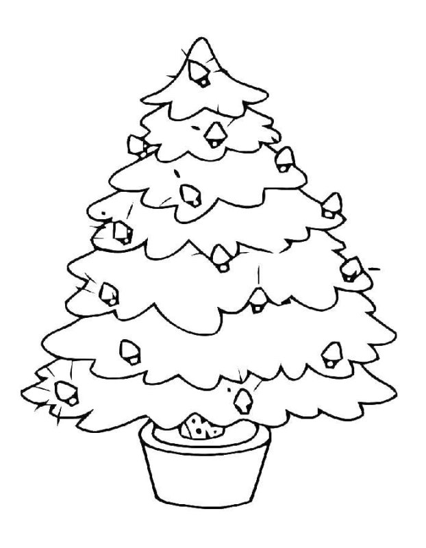 Раскраска елочка Новогодняя
