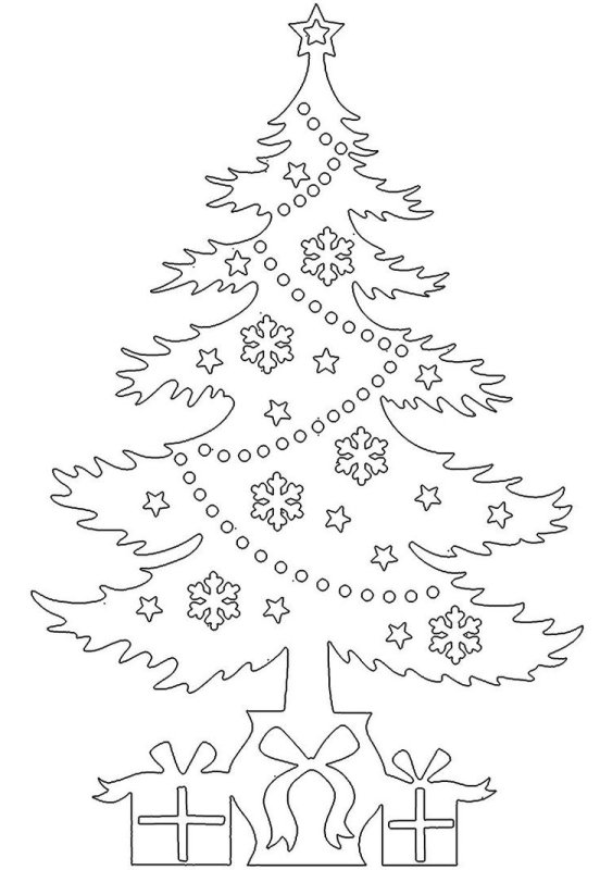 Елка трафарет на окно