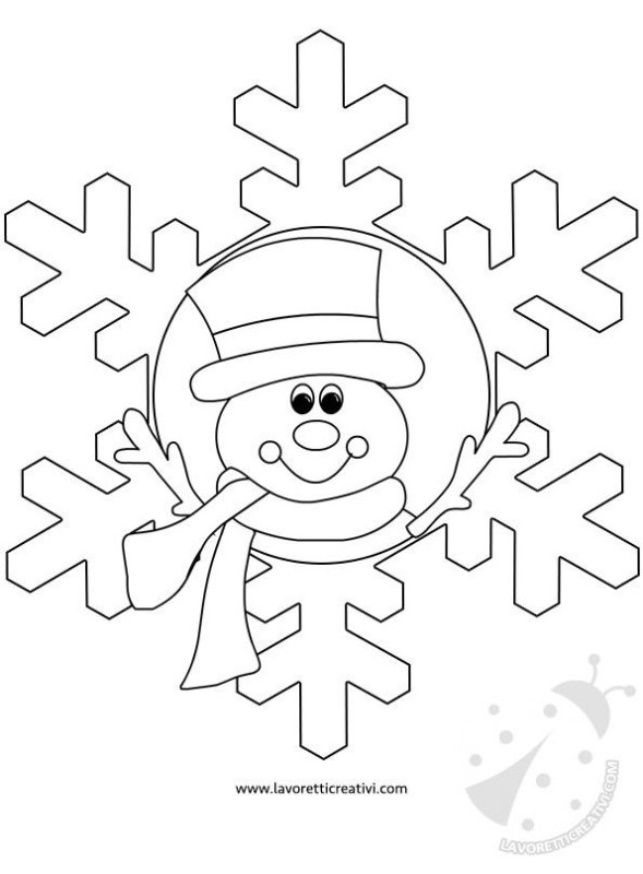 Раскраска Снежинка для детей 3-4 лет