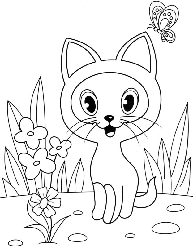 Котенок для раскрашивания детям