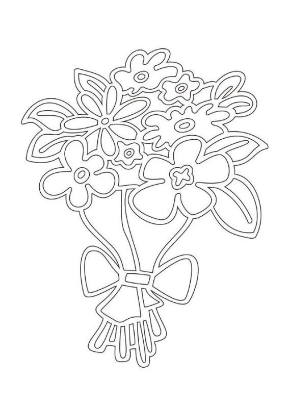 Букет цветов трафарет для вырезания