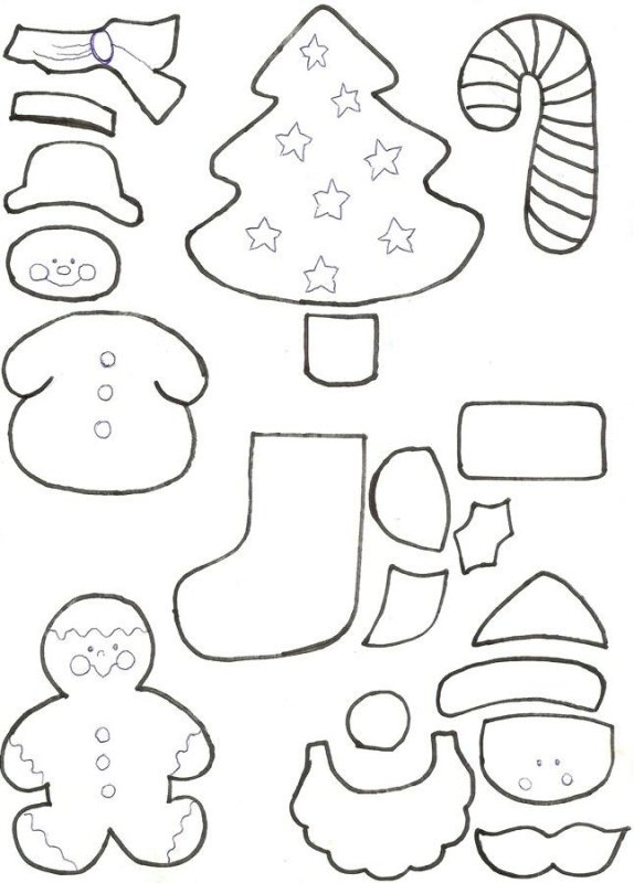 Трафареты для игрушек из фетра на елку