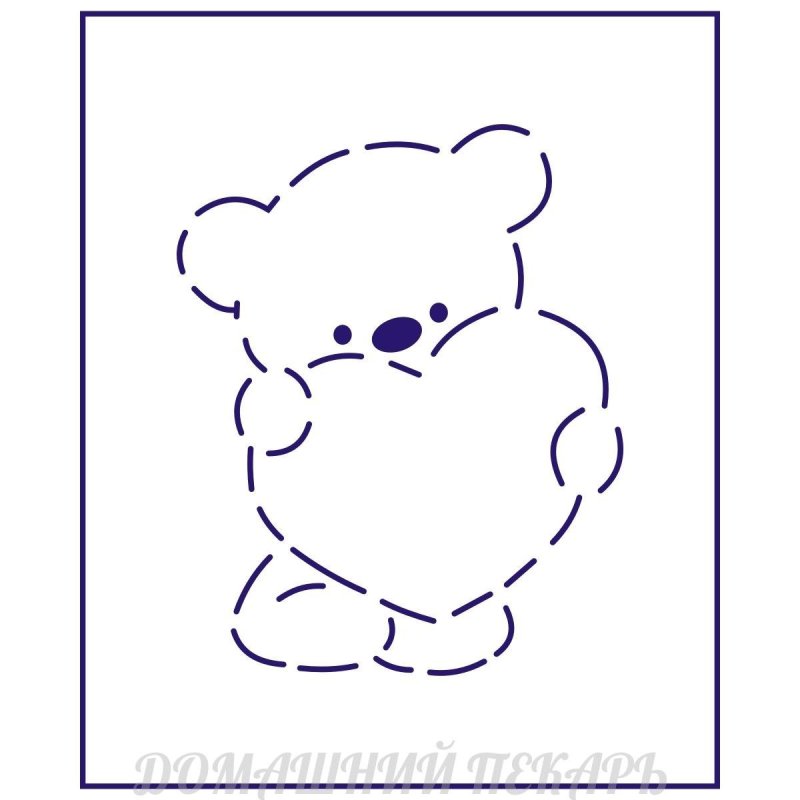 Мишка с сердцем трафарет