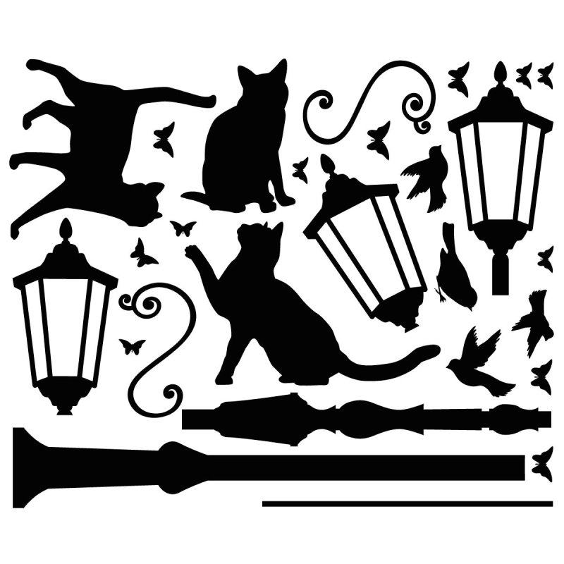 Трафарет уличного фонаря на стену