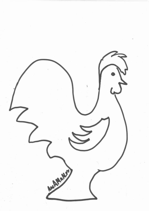 Трафарет петуха для рисования
