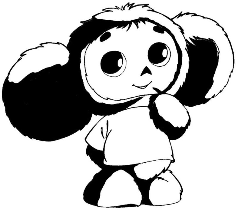 Чебурашка черно белый