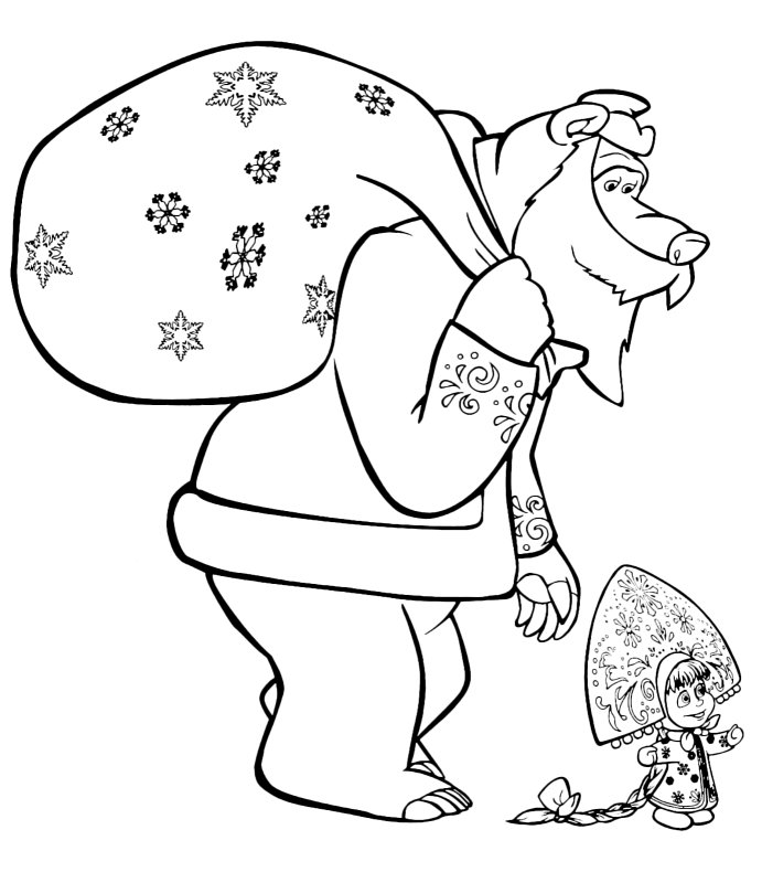 Маша и Медверь раскраска