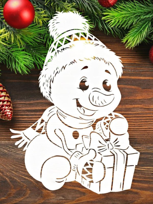 Снеговики для украшения окон