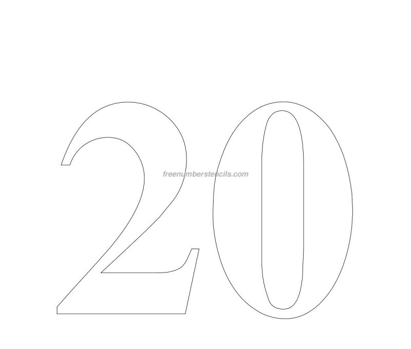 Цифра 20 трафарет
