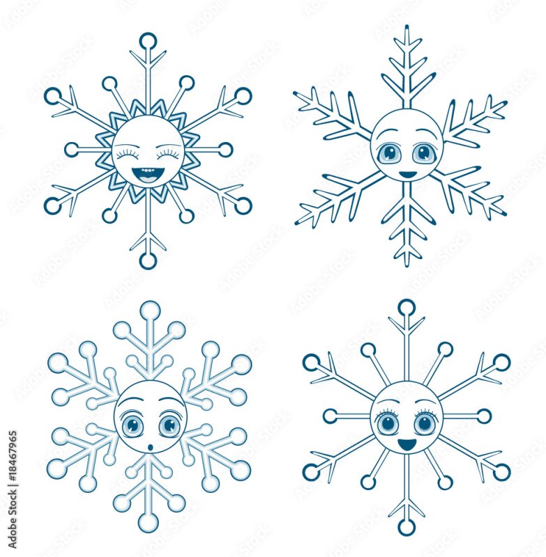 Снежинки карандашом