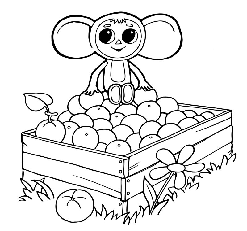 Чебурашка и крокодил Гена раскраски для детей