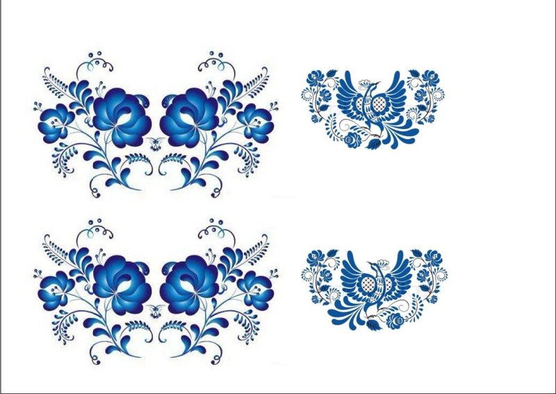 Гжель трафарет