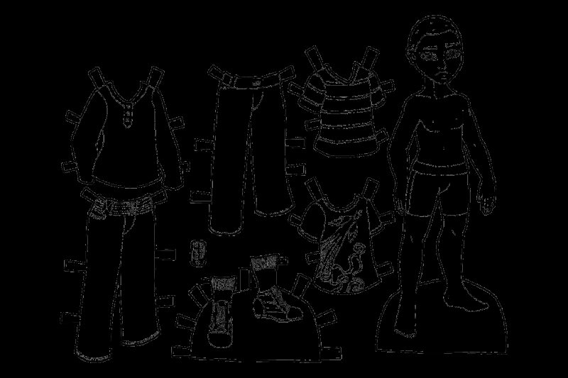 Раскраска кукла с одеждой