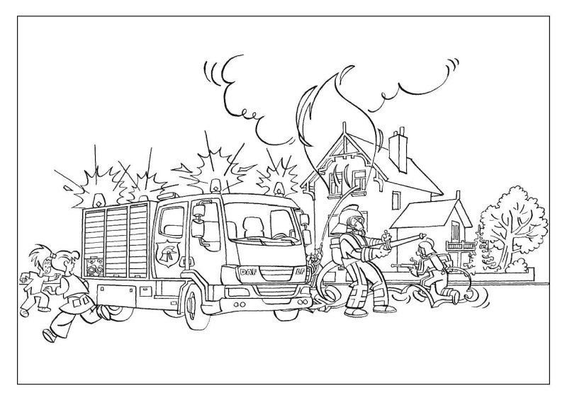 Раскраска пожарный для детей